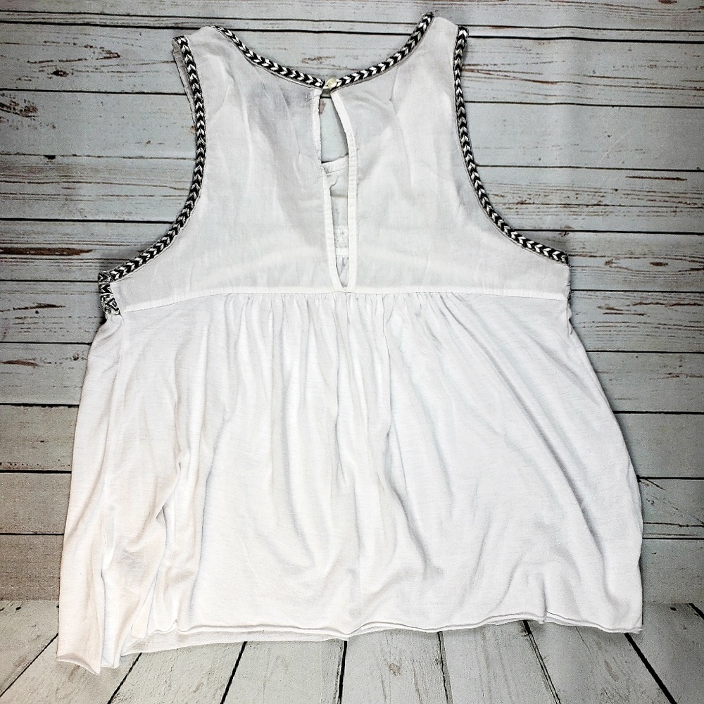 American Eagle White Embroidered Babydoll Tank S - Picture 4 of 8